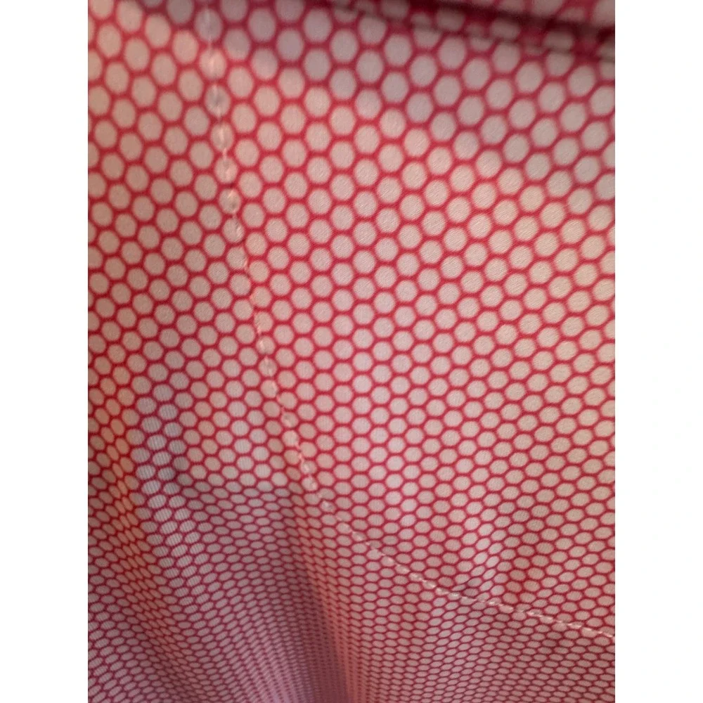Loop Active Mens Golf Polo‎ Shirt XXL Pink White Honeycomb Geometric Performance
